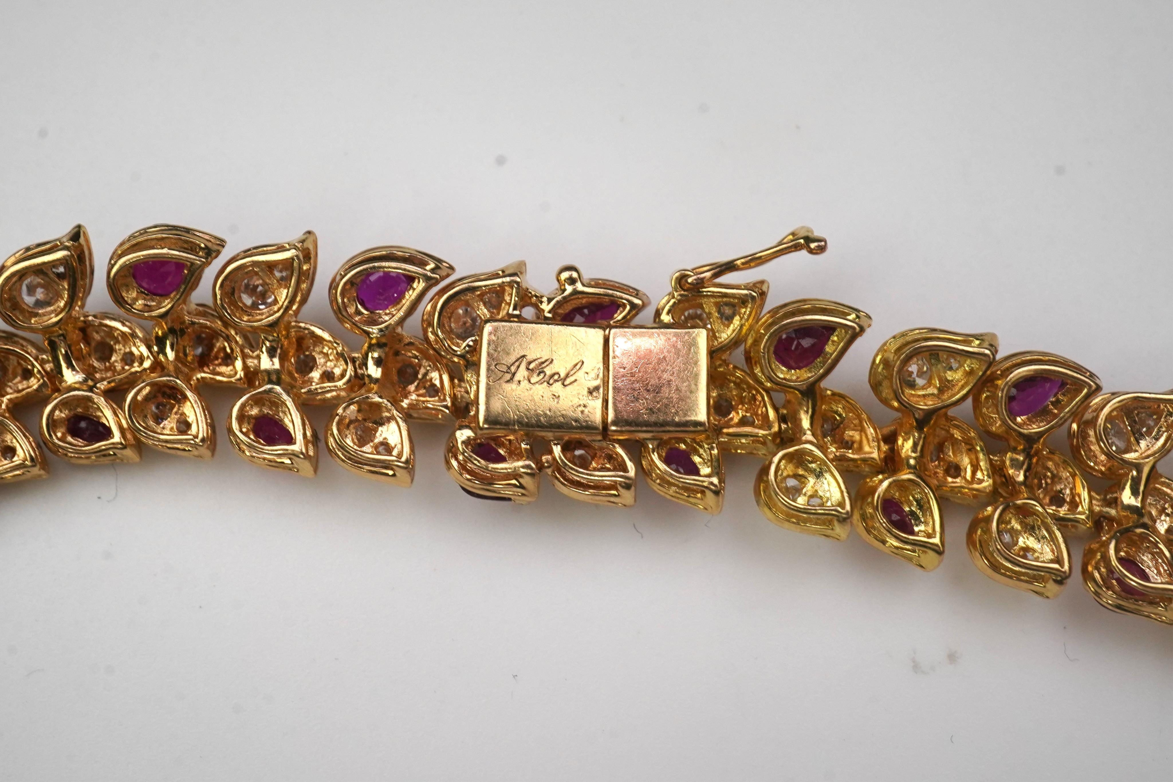 André Col, a fine ruby and diamond demi-parure, France, third quarter 20th century